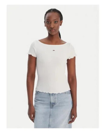 Tricou cu decolteu barcuta si logo discret,