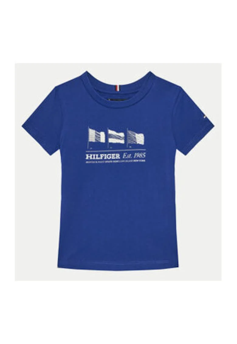 Tricou cu imprimeu grafic si decolteu rotund,