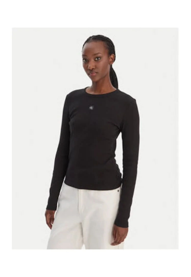 Bluza slim cu logo discret,