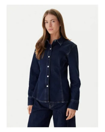 Camasa din denim cu inchidere cu capse,