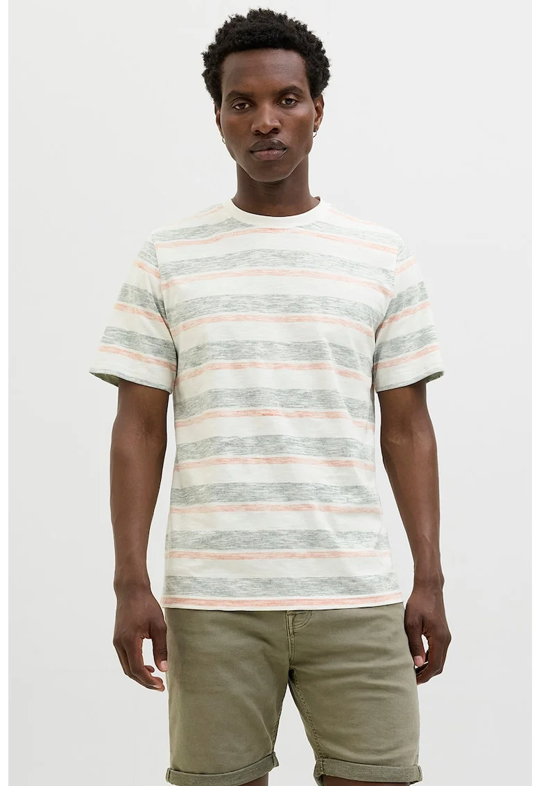 Tricou cu model in dungi, Verde deschis
