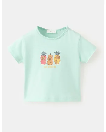 Tricou cu imprimeu grafic, Verde menta