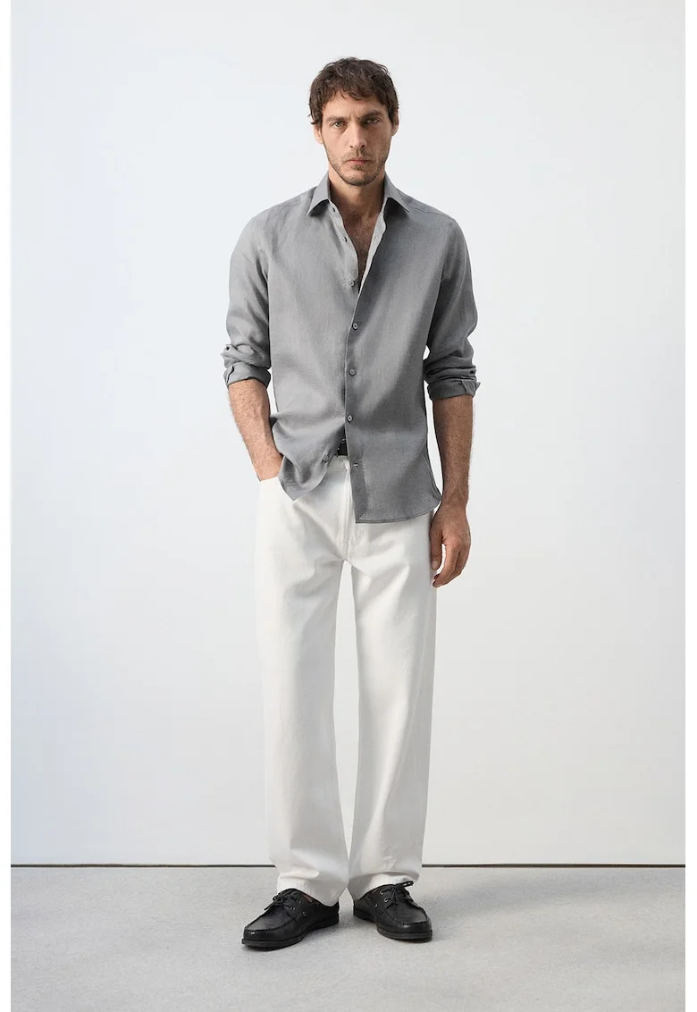 Camasa regular fit de in, Gri