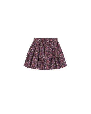 Fusta  pentru fete, stofa, model floral, cu volane, multicolor