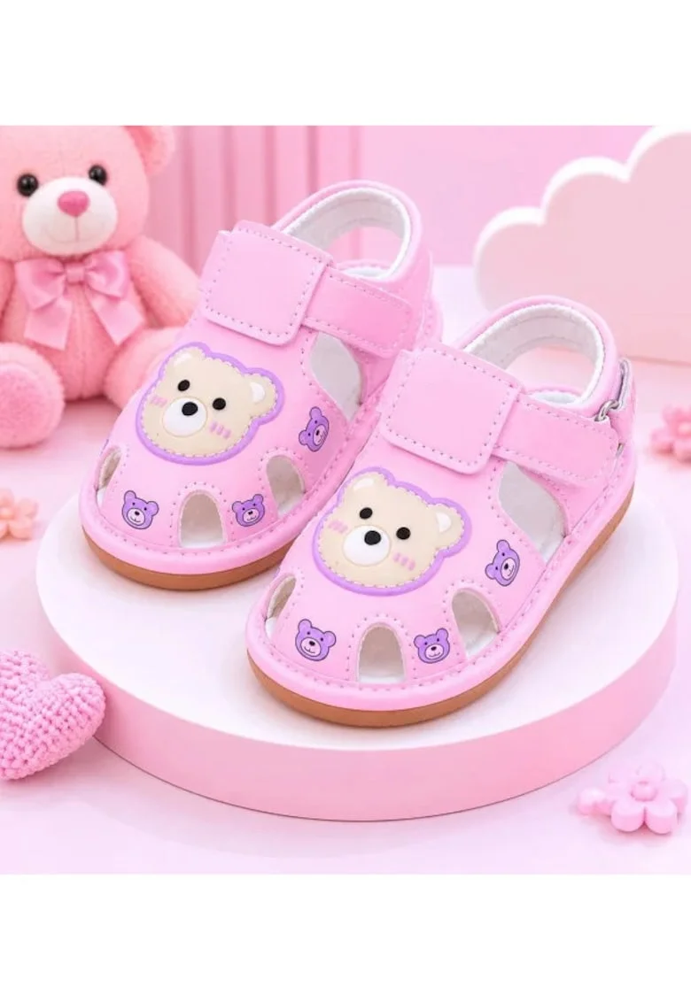 Sandalute roz cu piuitoare - Ursulet Simpatic, Roz