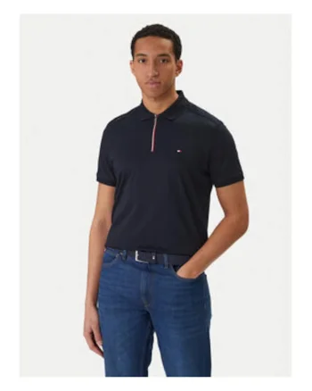 Tricou polo cu fermoar scurt