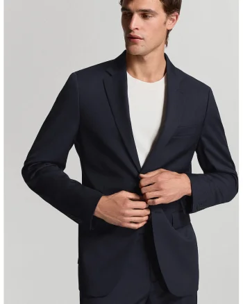 Sacou slim fit de lana, Bleumarin