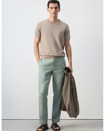 Pantaloni slim fit de in, Verde deschis