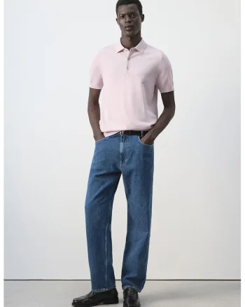 Tricou polo din bumbac cu croiala regular-fit, Nude rose