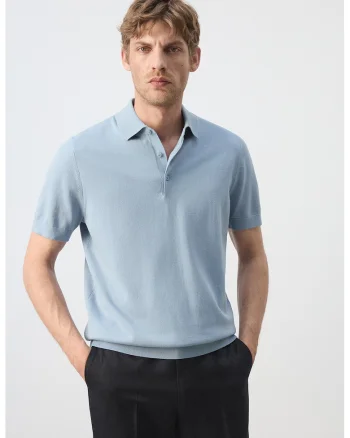 Tricou polo din bumbac cu croiala regular-fit, Albastru pastel