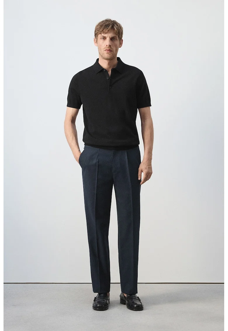 Tricou polo din bumbac cu croiala regular-fit, Alb/Negru