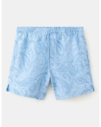 Pantaloni scurti de baie cu model paisley, Albastru pastel
