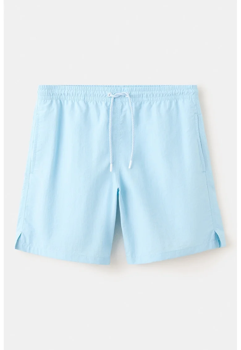 Pantaloni scurti de baie cu talie ajustabila, Albastru deschis