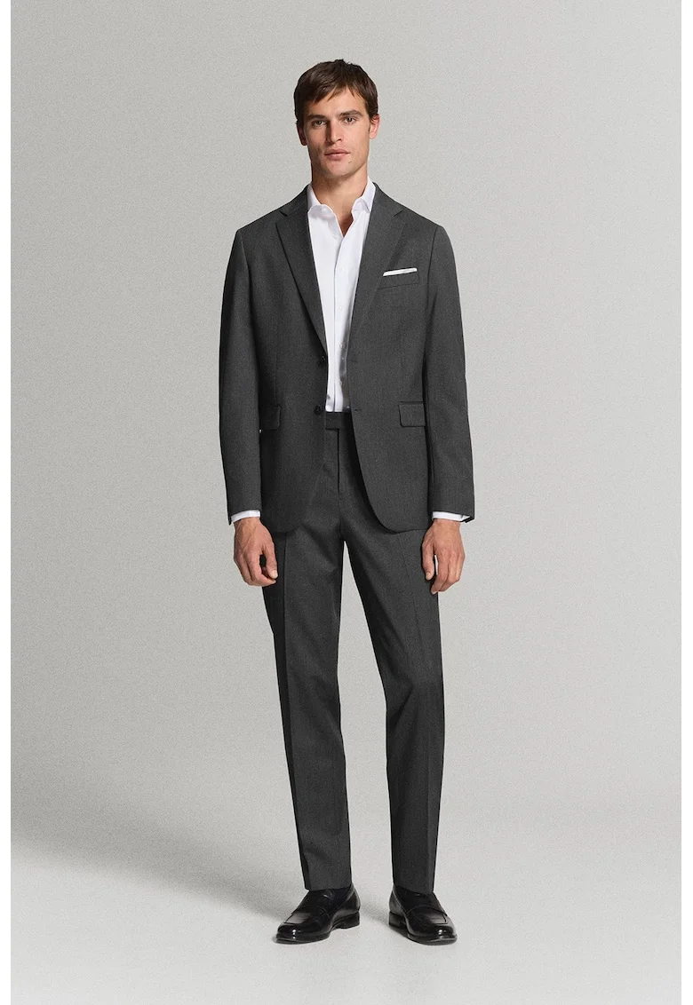 Sacou slim fit de lana, Gri inchis