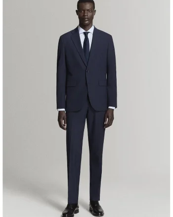 Sacou uni slim fit, Bleumarin