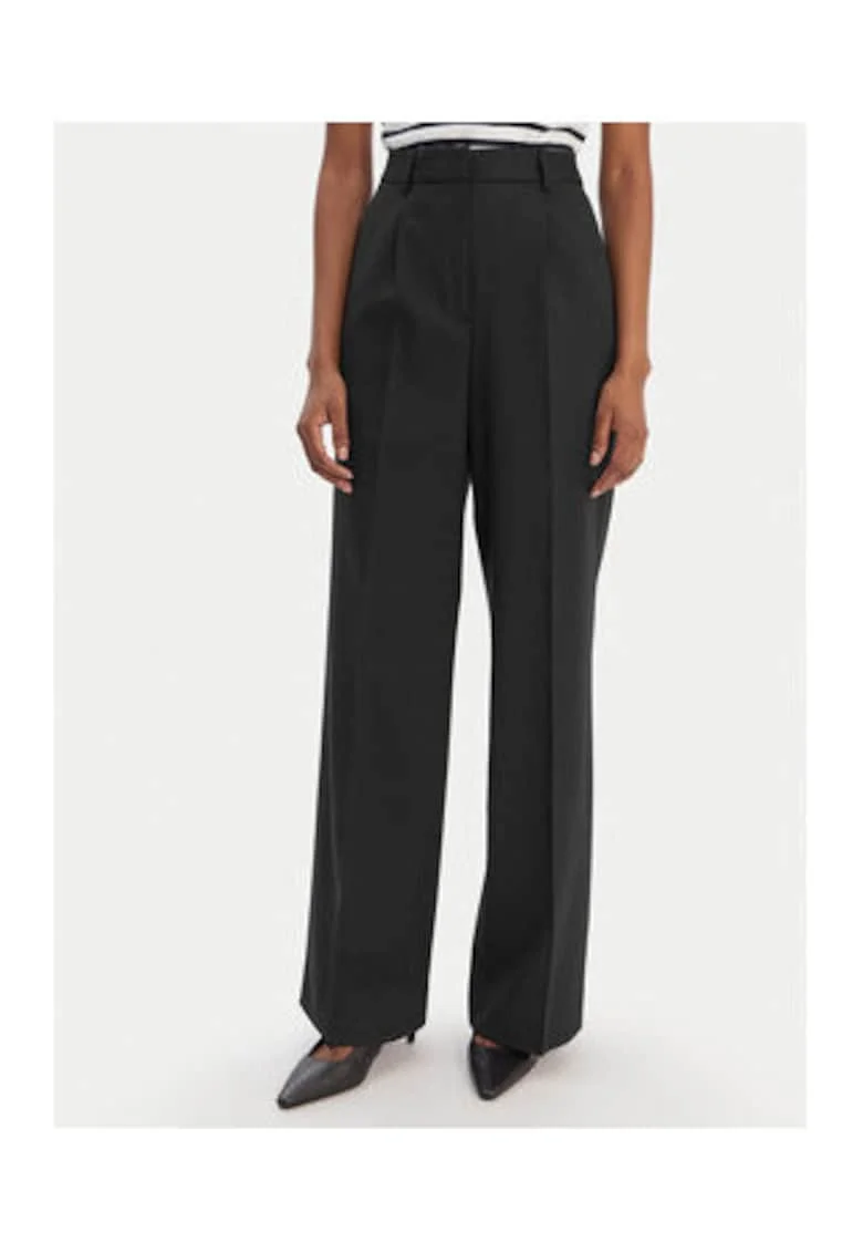 Pantaloni drepti uni cu talie inalta