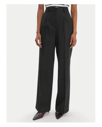Pantaloni drepti uni cu talie inalta