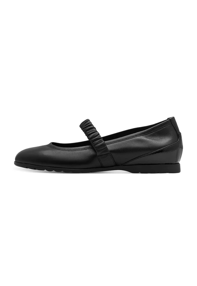 Balerini de piele si piele ecologica Mary Jane, Negru