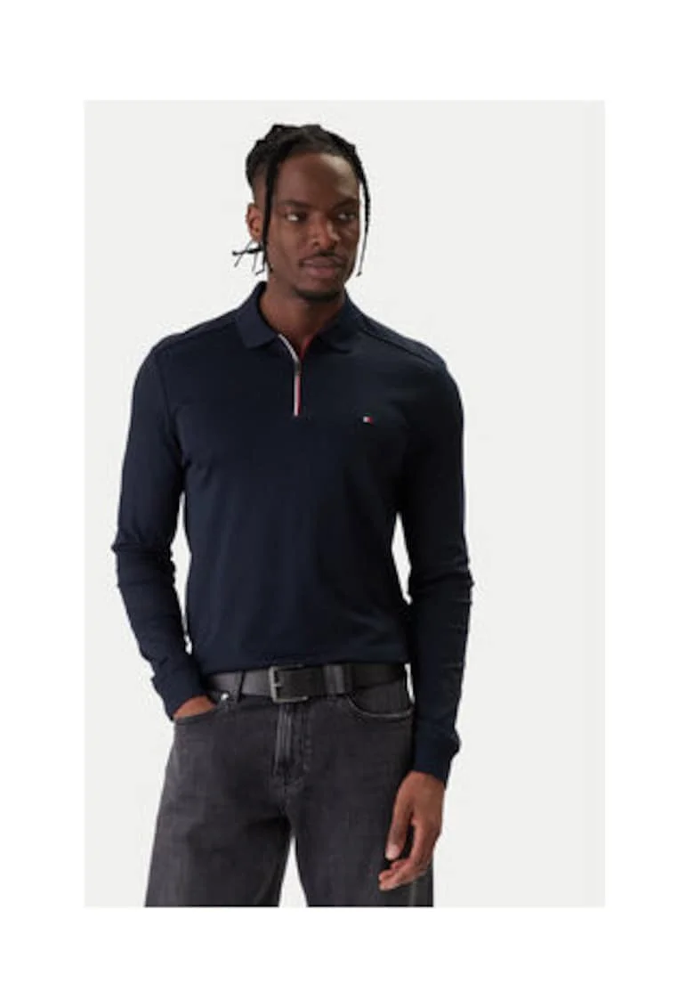 Bluza slim fit cu guler polo