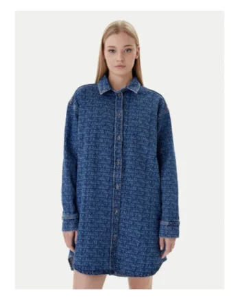 Rochie camasa din denim cu imprimeu logo