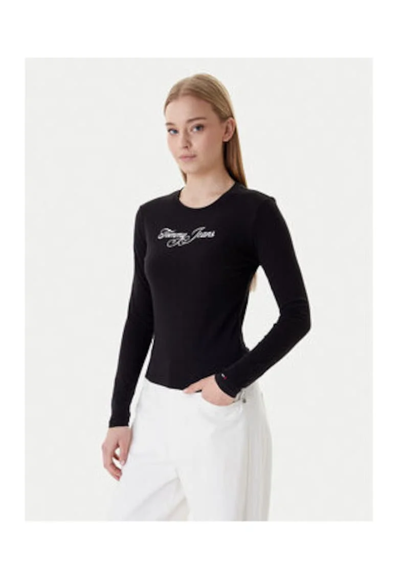 Bluza slim fit cu logo text