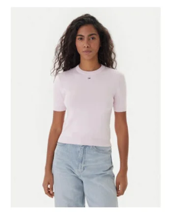 Pulover slim fit din bumbac organic cu maneci scurte