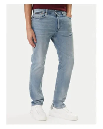 Blugi skinny cu talie medie si aspect decolorat