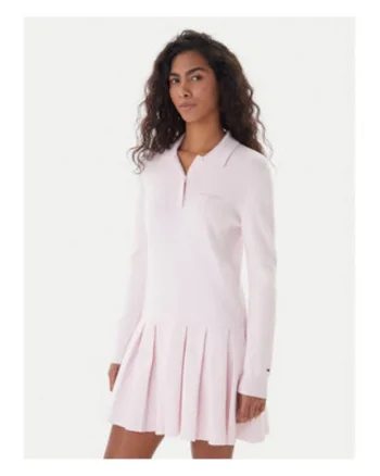 Rochie polo tricotata cu pliuri pe parte de jos