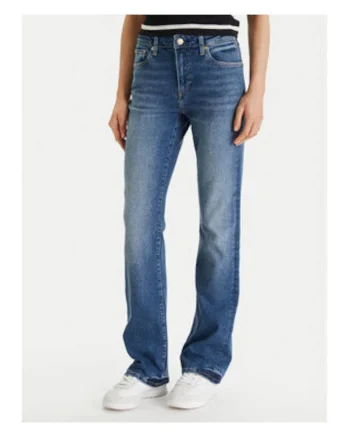 Blugi bootcut cu talie medie si buzunare