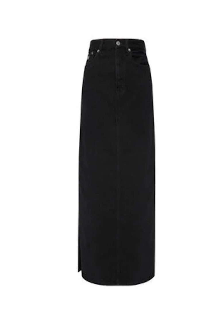 Fusta din denim dreapta cu slit lateral