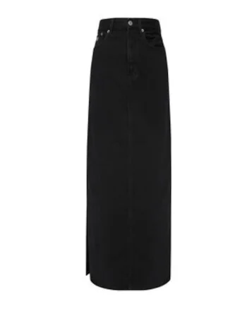 Fusta din denim dreapta cu slit lateral