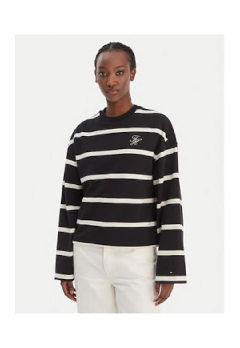 Bluza in dungi si logo mic