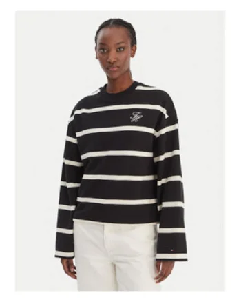 Bluza in dungi si logo mic