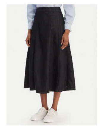 Fusta din denim midi cu talie medie