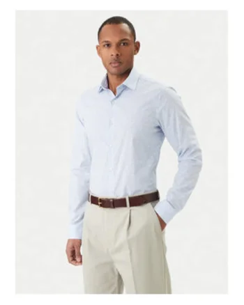 Camasa din bumbac slim fit cu guler clasic