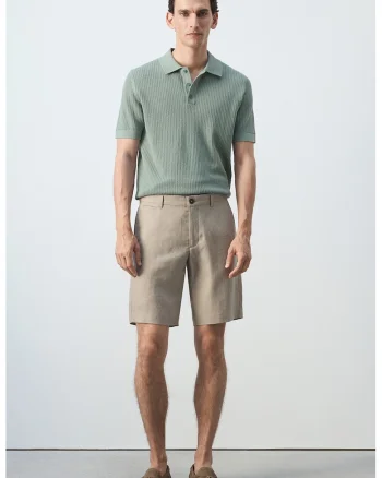 Tricou polo tricotat fin din bumbac, Verde turcoaz