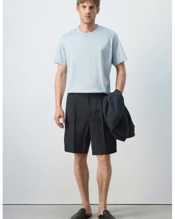 Tricou reagular-fit cu decolteu la baza gatului, Albastru pastel