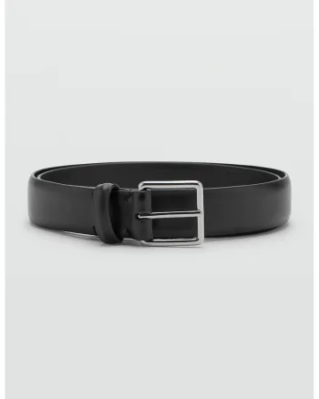 Curea din piele cu catarama metalica, Negru
