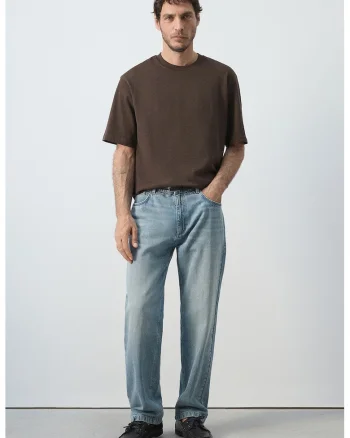 Tricou lejer din bumbac, Maro inchis