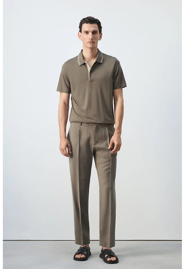 Tricou polo cu croiala slim-fit, Maro taupe inchis