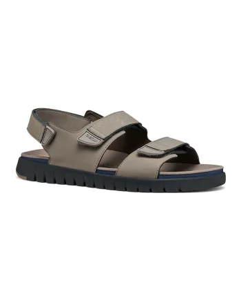 Sandale de piele nabuc ecologica cu amortizare Flextride S, Maro taupe