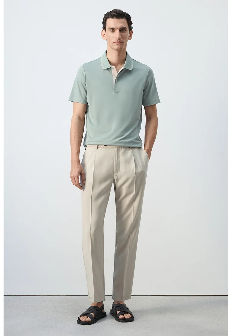 Tricou polo cu croiala slim-fit, Verde turcoaz