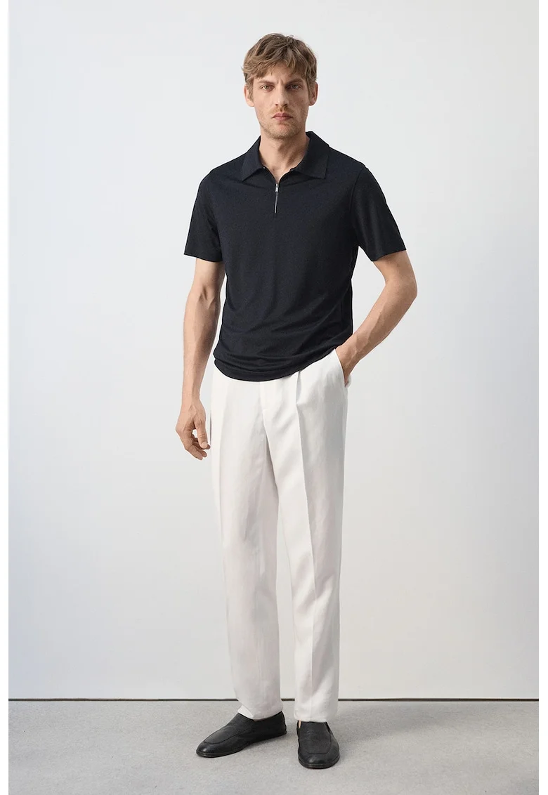 Tricou polo cu croiala regular-fit si model uni, Albastru ultramarin
