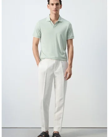 Tricou polo cu croiala regular-fit si model uni, Verde pastel