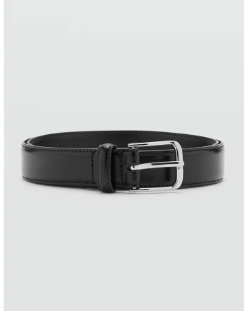 Curea din piele cu catarama metalica, Negru