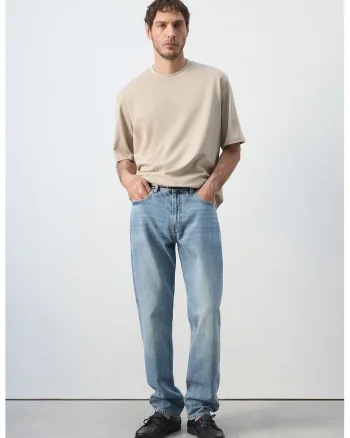 Tricou lejer din bumbac, Bej sampanie