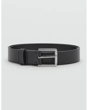 Curea din piele cu catarama metalica, Negru