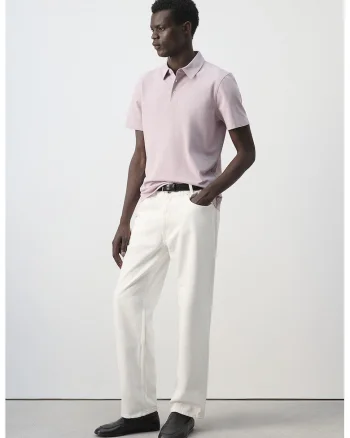 Tricou polo de pique cu croiala slim-fit, Violet deschis