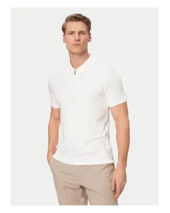 Tricou slim fit polo din bumbac cu model uni