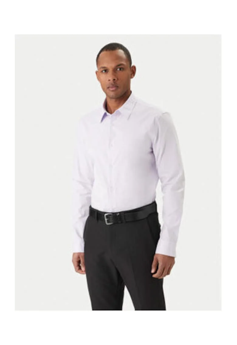 Camasa din bumbac cu maneci lungi si model uni